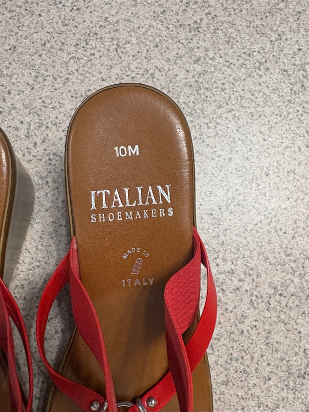 Italian Shoemakers Red and Brown Elastic Strap Slide Sandals - Picture 2 of 10